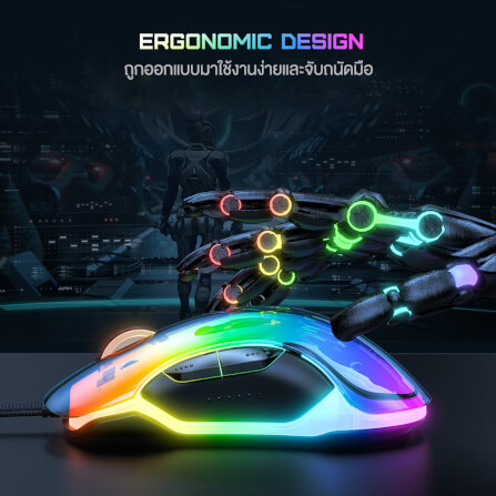 เมาส์เกมมิ่ง ONIKUMA CW925 RGB BACKLIT WIRED GAMING MOUSE - สีดำ_7